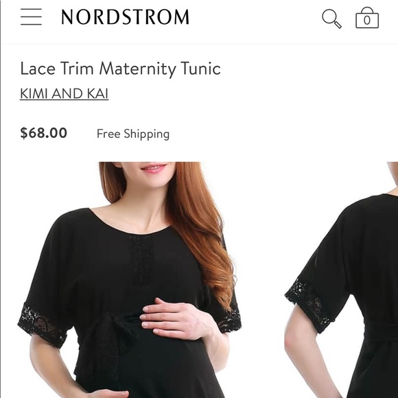 Kimi+kai lace trim maternity deep navy tunic - Picture 2 of 3